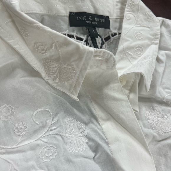 rag & bone White Embroidered Button-Up Romper - Picture 9 of 16